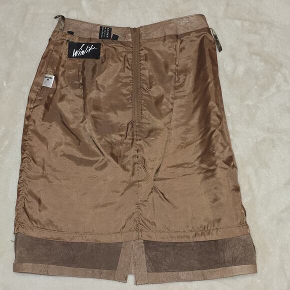 Vintage Winlit Genuine Leather Skirt Women’s 5/6 Tan Brown Made in Korea 80s 90s - Picture 2 of 15